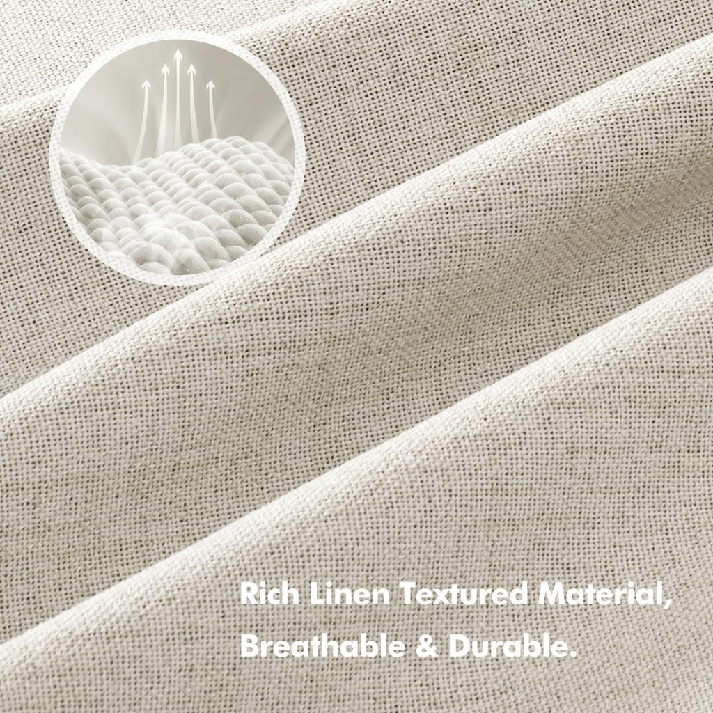 Miulee 100% Blackout Linen Curtains for Bedroom, Linen Beige Solid Luxury Decor Thermal Insulation Room Darkening Drapes for Living Room Nu…