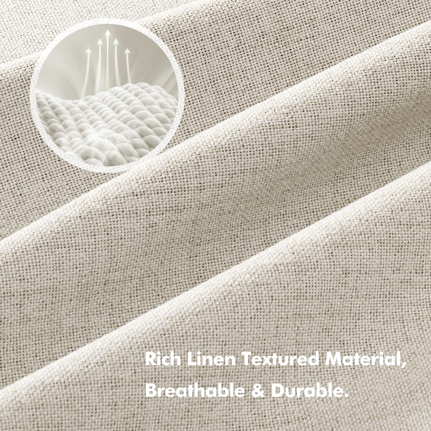 Miulee 100% Blackout Linen Curtains for Bedroom, Linen Beige Solid Luxury Decor Thermal Insulation Room Darkening Drapes for Living Room Nu…