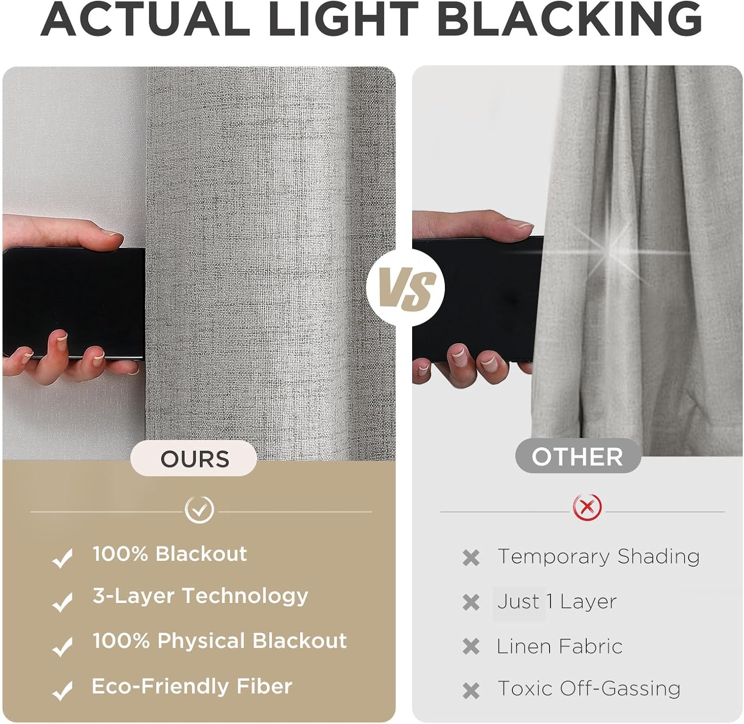 Joydeco Greyish White Blackout Curtains 120 Inches Long, Extra Long Curtains 120 Inch Length 1 Panel for Bedroom, Thermal Insulated Linen…