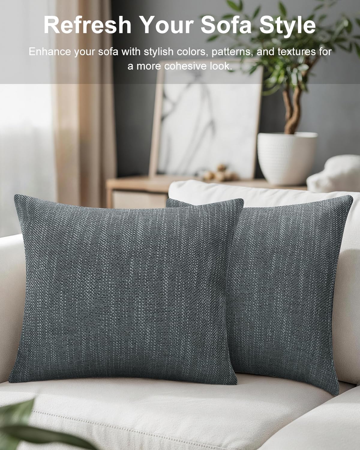 KkAYWAZY Throw Pillow Covers 26x26 Inch Set of 2, Linen-Look Decorative Cushion Covers, Farmhouse Boho Modern Pillowcases for Sofa Couch Be…