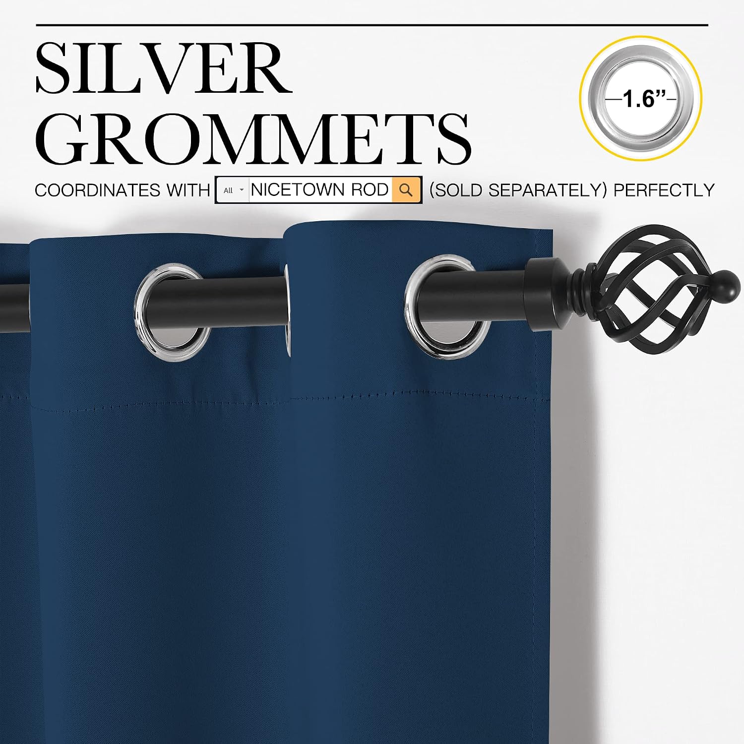 NICETOWN Bedroom Curtain Panels Blackout Draperies, Thermal Insulated Solid Grommet Blackout Curtains/Drapes (Moroccan Blue, 1 Pair, 55…