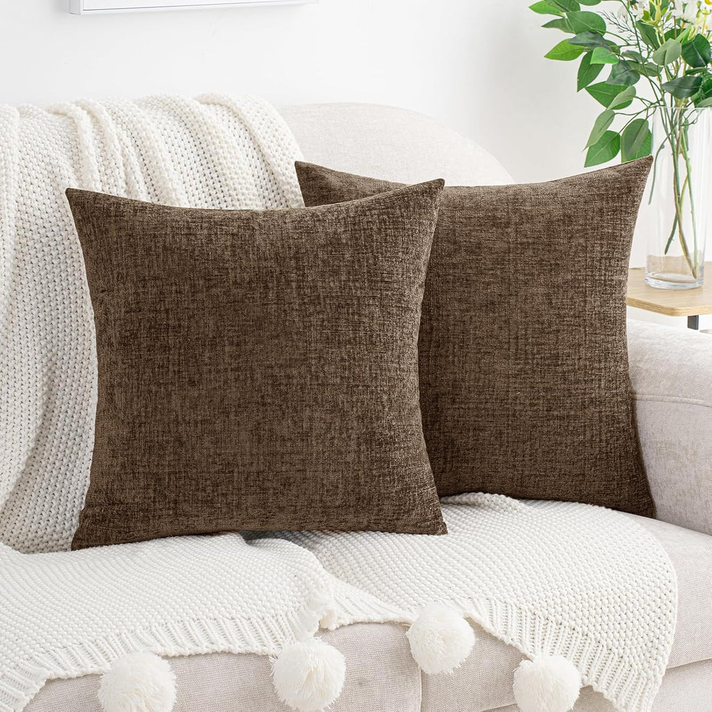 Hwy50 HWY 50 Coffee Couch Pillow Covers 16x16 Inch Pack of 2, Soft Chenille Decorative Throw Pillow Cases Farmhouse for Sofa Living Room Be…