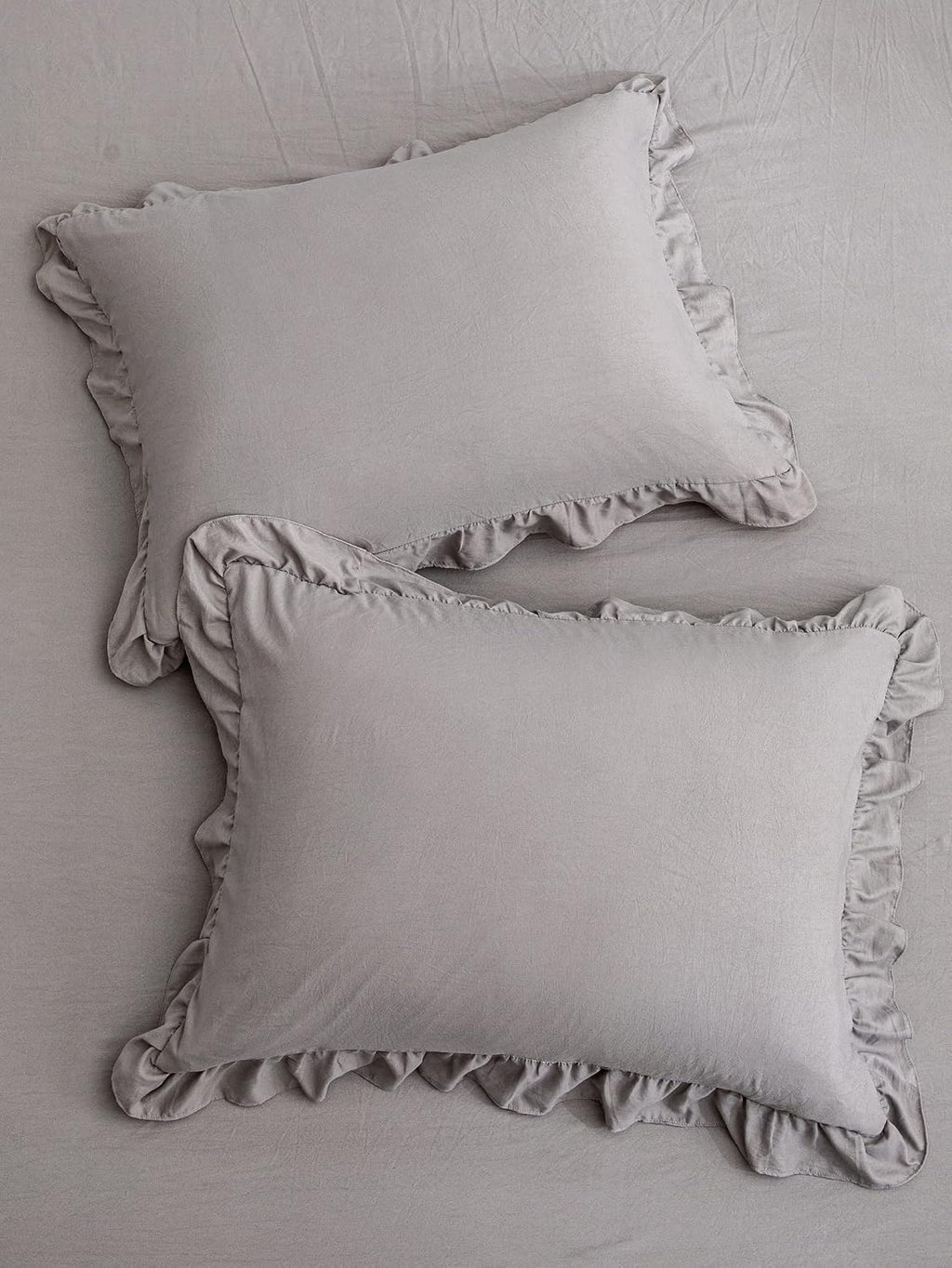 Merryword Light Gray Pillowcases King Pillowcases Cute Pillow Cover Gray Ruffled Pillow Shams Set of 2 Chic Boho Pillowcases 2 Pack (King (…
