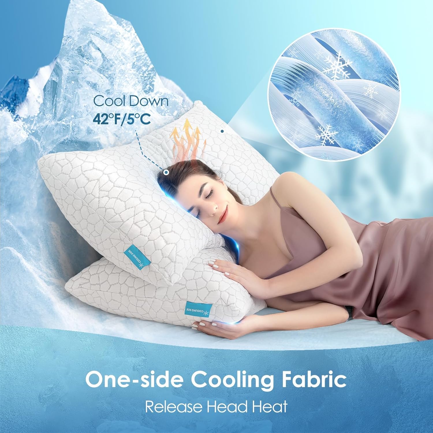 Supamodern Cooling Bed Pillows for Sleeping 1 Pack Shredded Memory Foam Pillows Adjustable Cool Pillow 1 Pack white