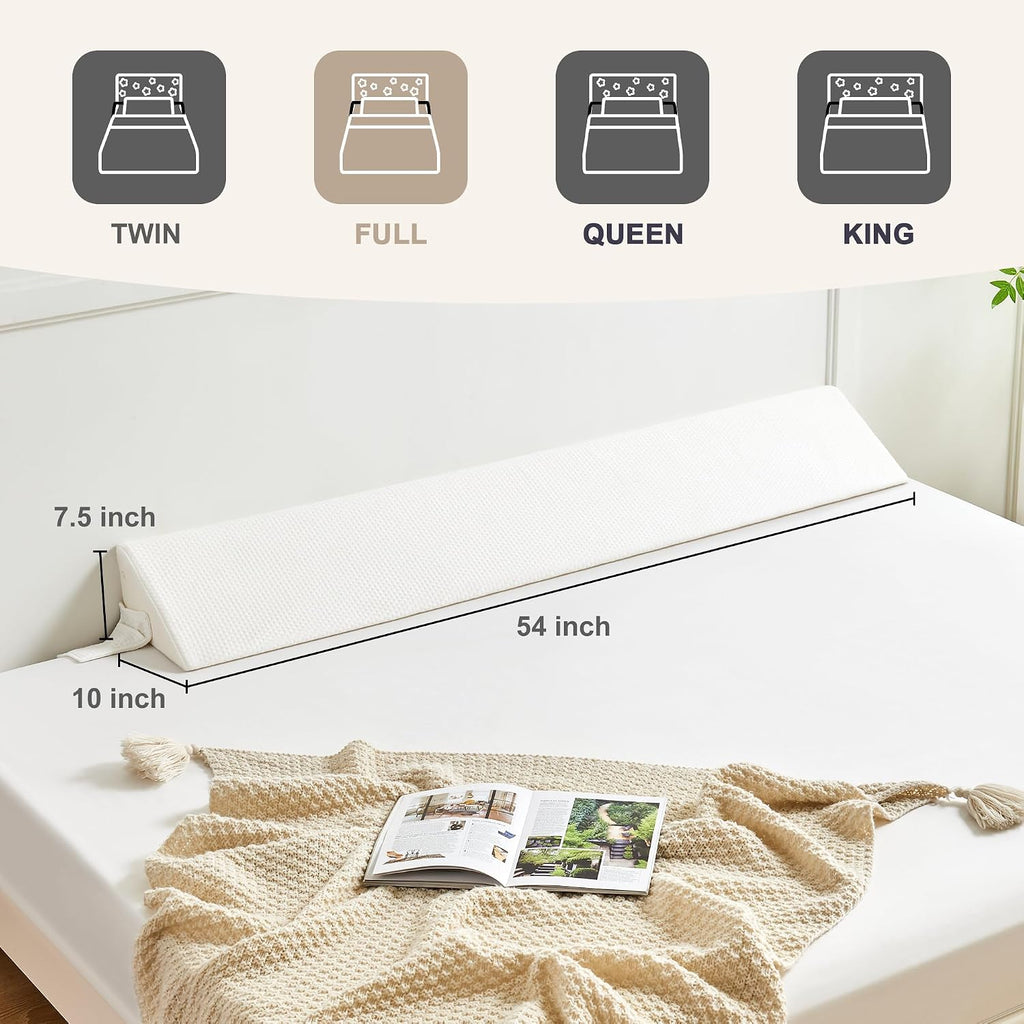IFNOW Full Size(54"x7.5"x10") Bed Wedge Pillow for Headboard, Mattress Gap Filler(0-8"), Bed Wedge for Gap Between Your Headboard and…