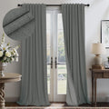 Pitalk Thick Blackout Curtains for Living Room 2 Panels Set 90 Inches Long Faux Linen Grey Room Darkening Curtains for Bedroom Heavy Deaden…