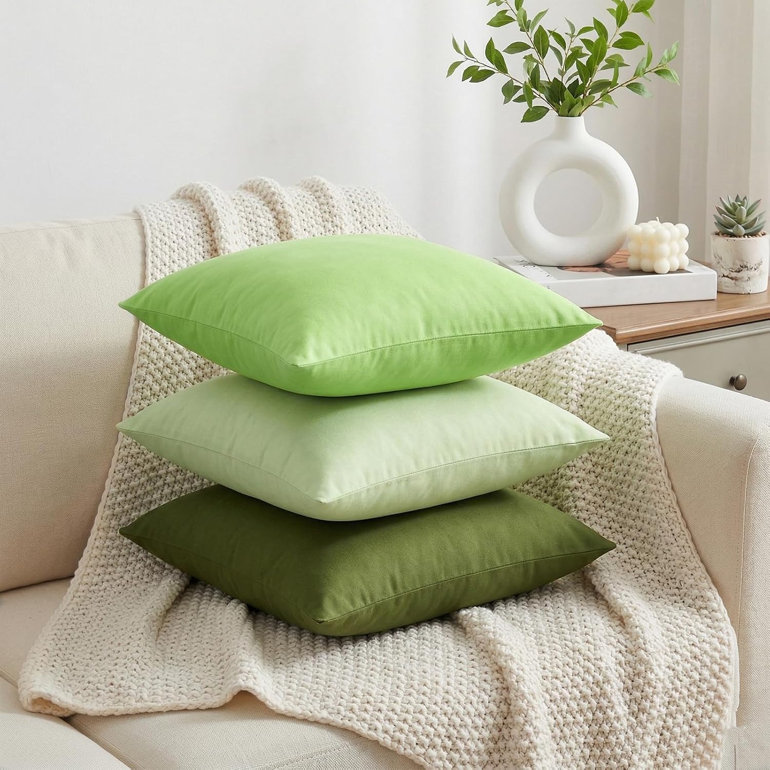 Thmyo 4-Pack 100% Cotton Comfortable Solid Decorative Throw Pillow Case, Square Cushion Cover Pillowcase Sublimation Blank Pillow Covers DI…