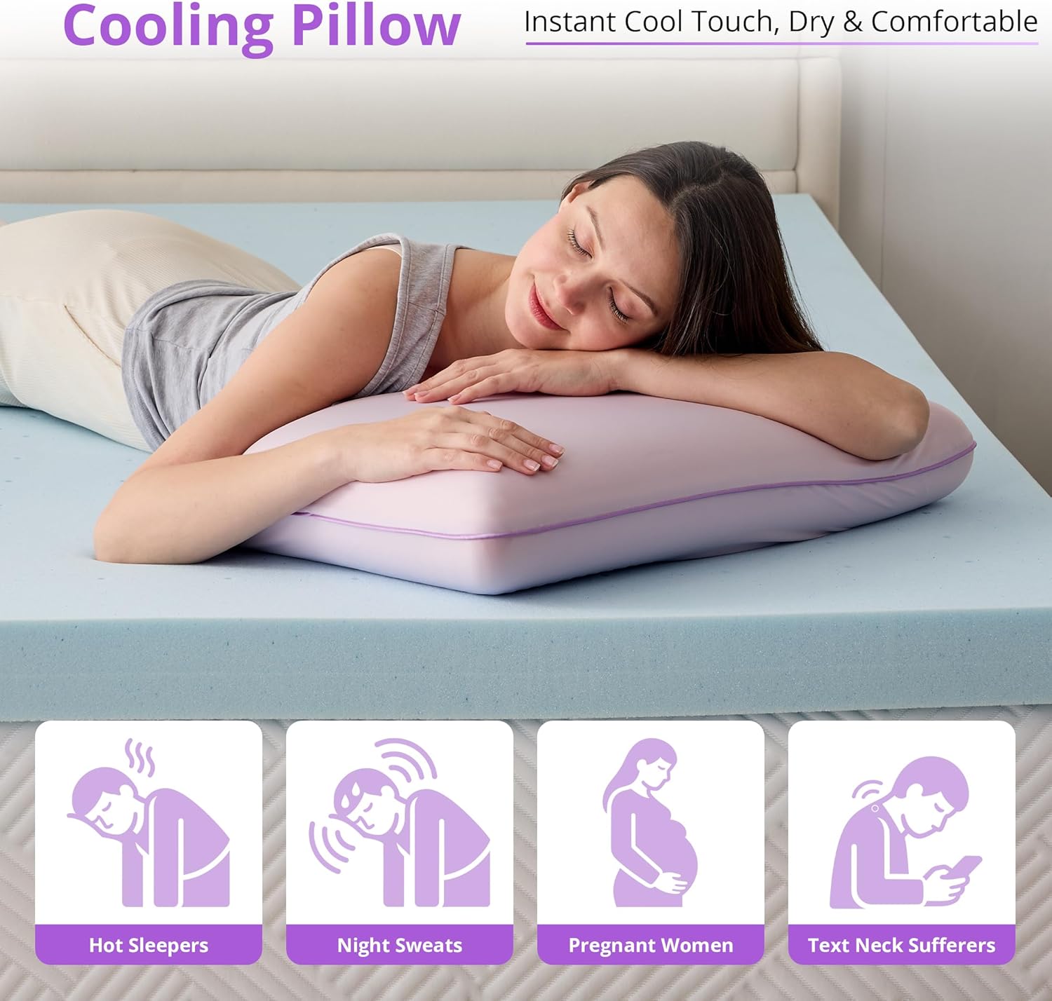 Gelsea Cooling Gel Memory Foam Pillow - Reversible Design, Neck Support for Side, Back, Stomach Sleepers, Standard Size, Removable & Machin…