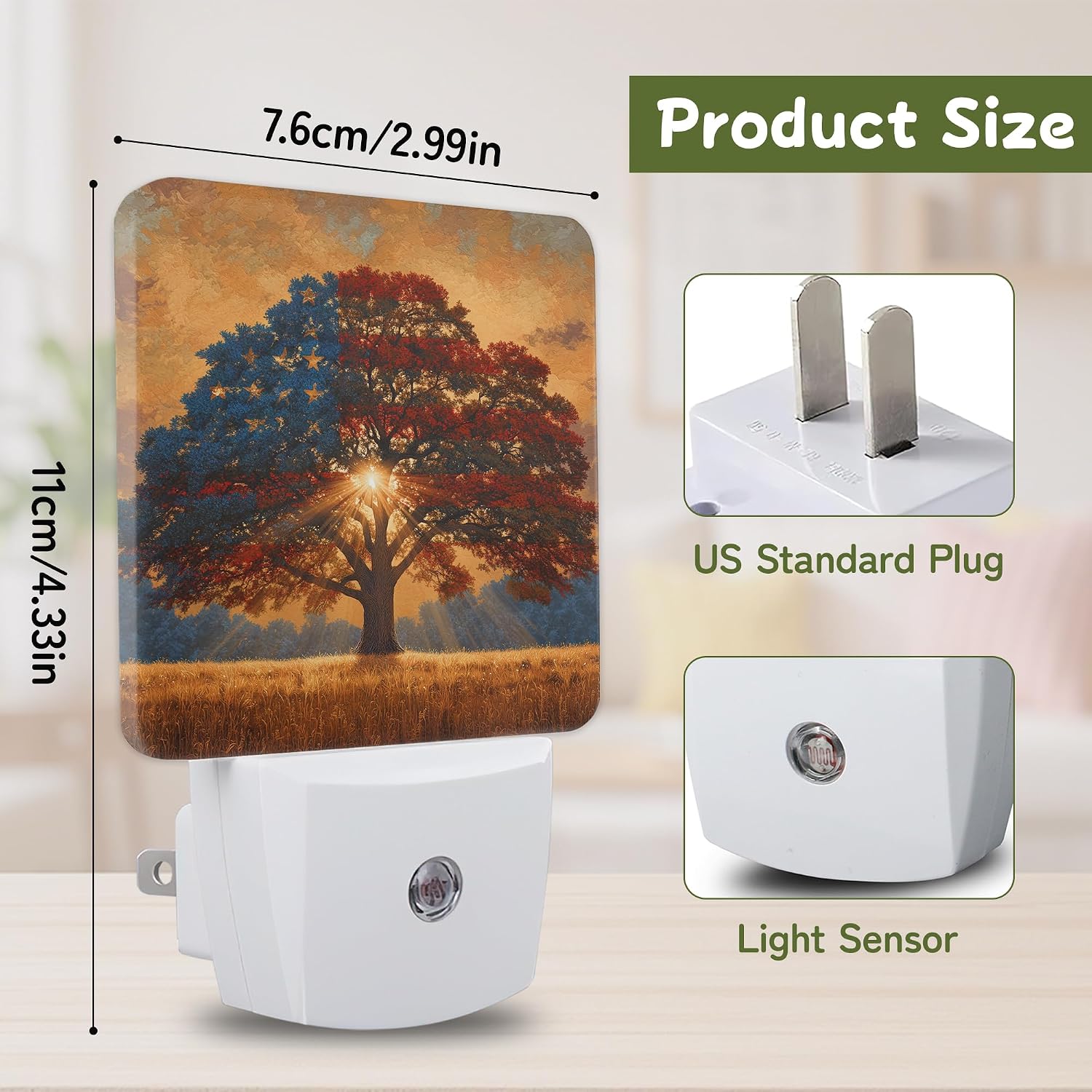 Night Light, American Life Tree Night Lights Plug into Wall for Bedroom Bathroom Hallway Kitchen, Dusk to Dawn Sensor Decorative Gift for…
