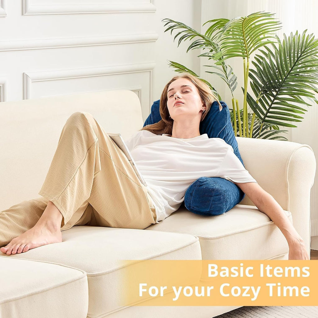 Sasttie Reading Pillow, Velvet Back Pillow for Bed Sitting Up, Adult Back-Rest Support Cushion with Arms for Sit Up on Couch, Sofa, and…