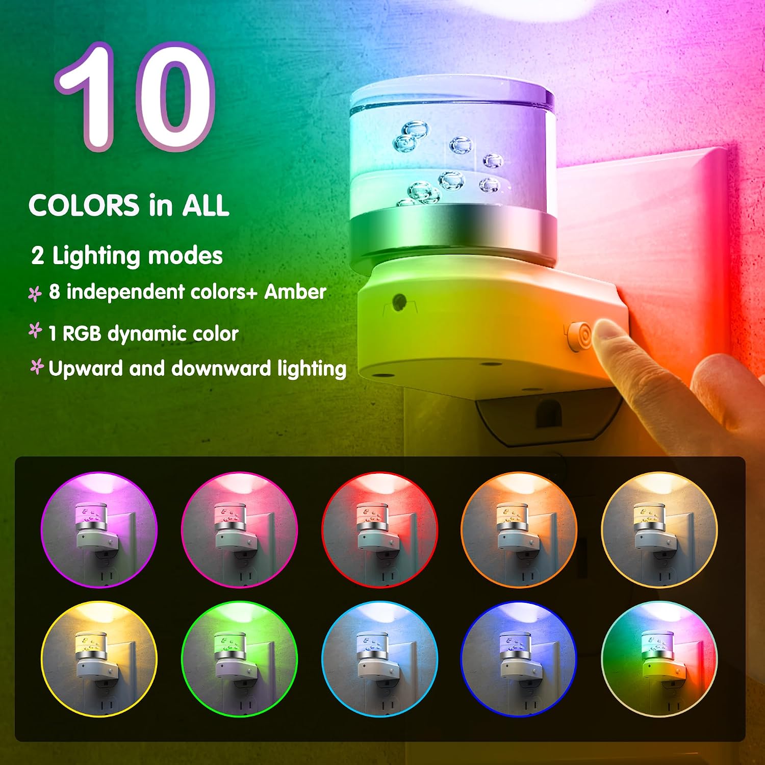 L LOHAS LED Night Light, Night Lights Plug into Wall, Color Changing Nightlight RGB with Dusk to Dawn Sensor, for Halloween, Christmas…
