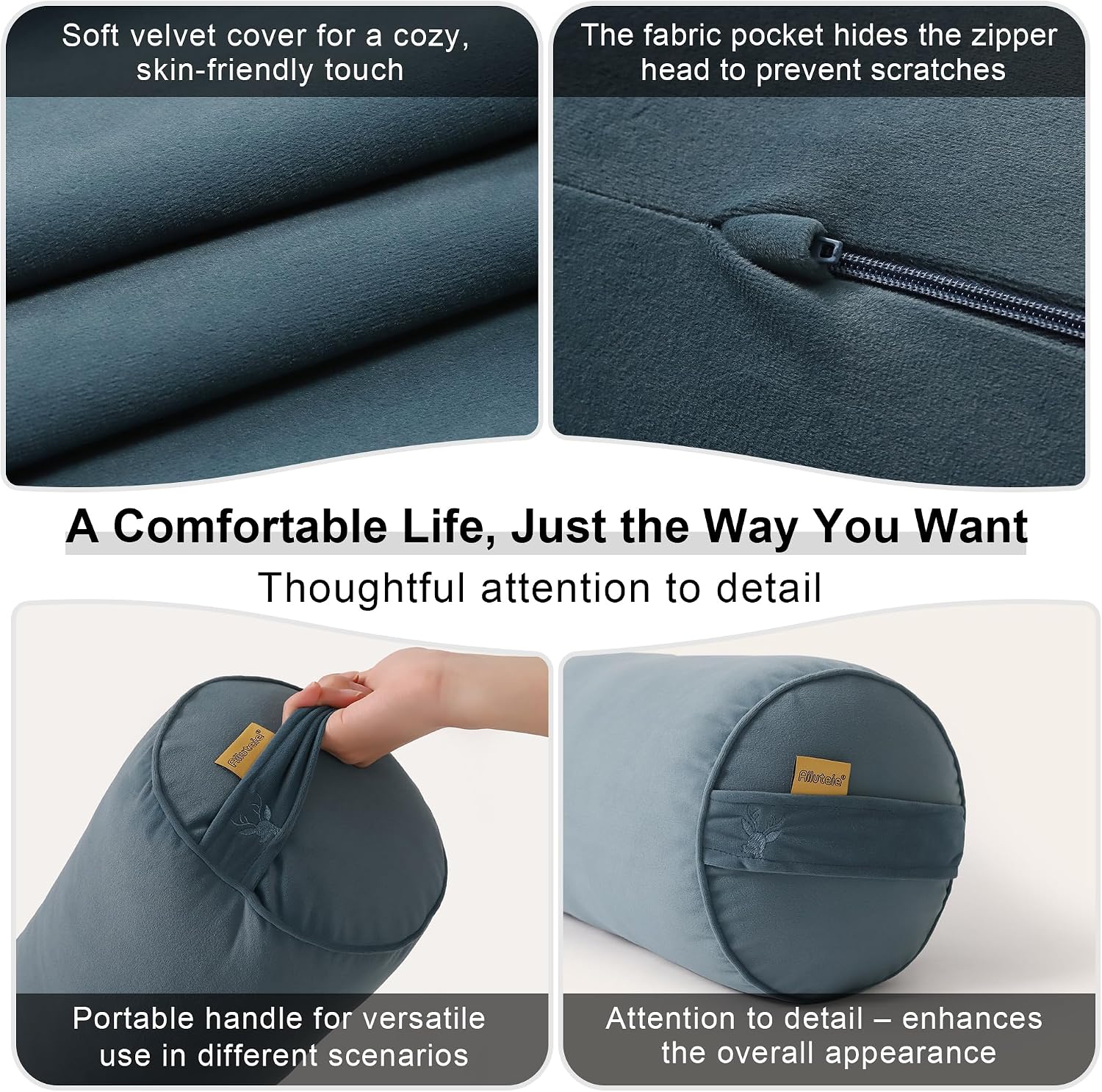Body Pillow for Adults, Long Round Pillow, Big Cylindrical Pillow, Large Full Bolster Pillows for Side Sleepers (Slate Blue, 47.24"*7.87")