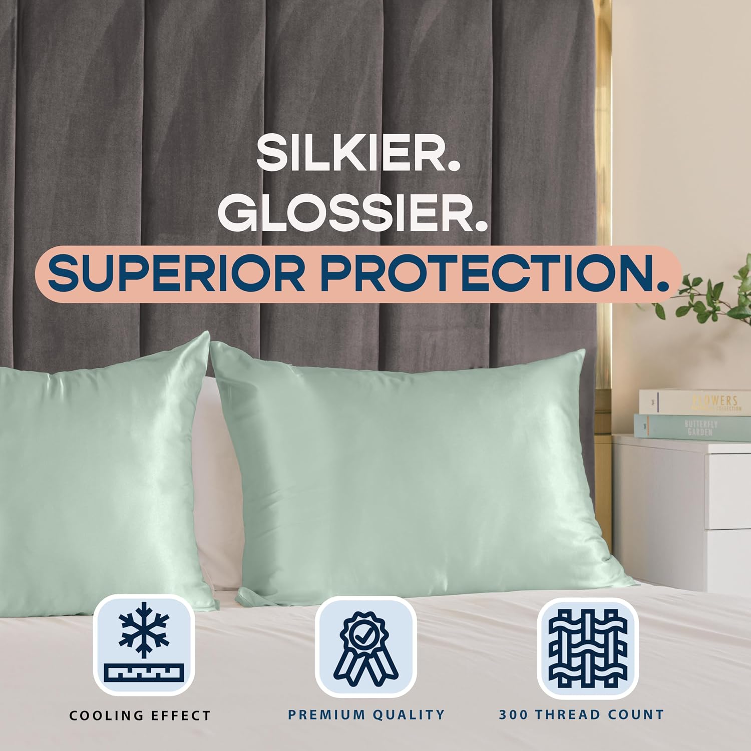 Blissford Satin Pillowcase with Zipper, for Hair and fabric comfort, Feels Soft and Cool Like a Silk Pillowcase, Satin Pillow Cases 2…