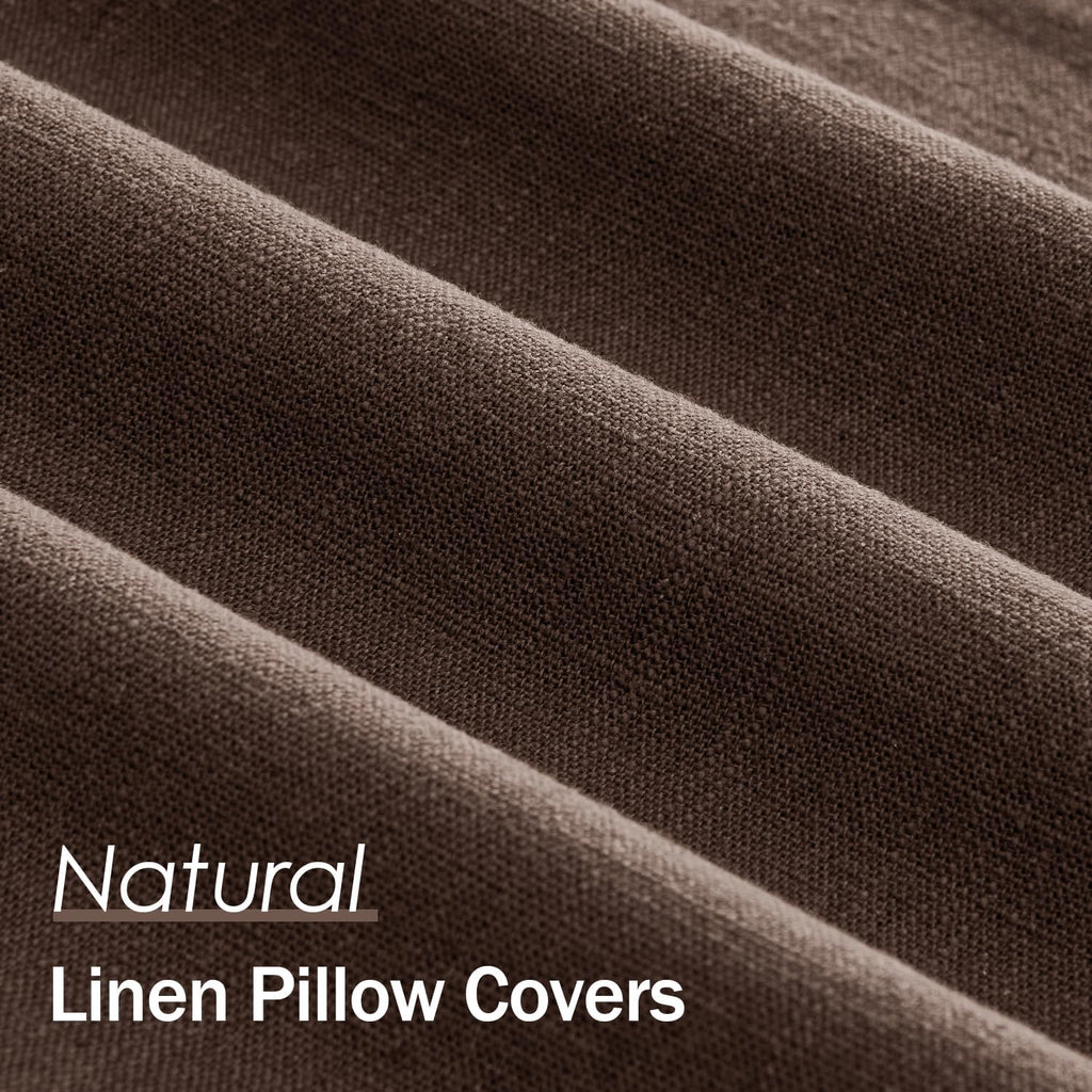 Anroduo Pack of 2 Decorative Linen Pillow Covers Reddish Brown Euro Sham Neutral Farmhouse Boho Soild Cushion Case Soft Accent Pillowcase f…