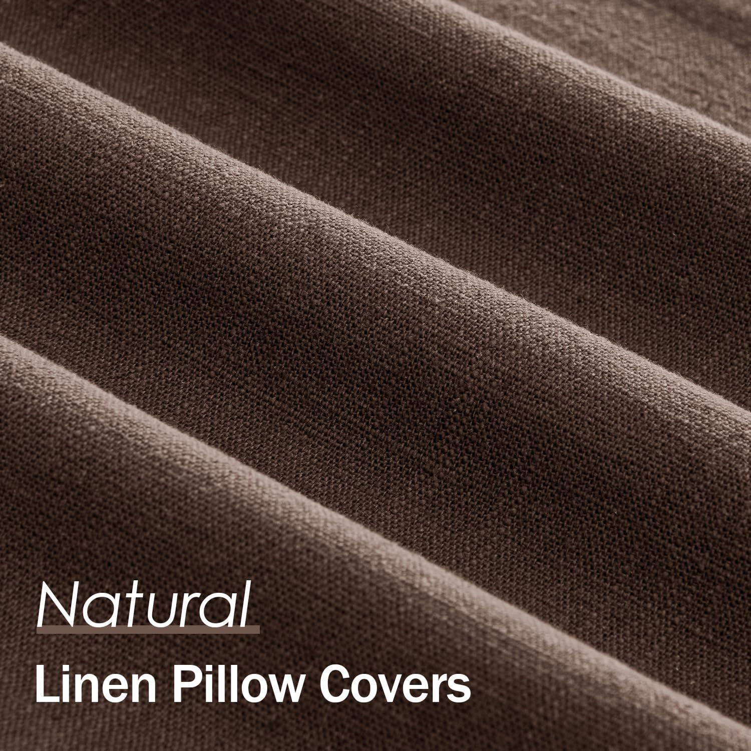 Anroduo Pack of 2 Decorative Linen Pillow Covers Reddish Brown Euro Sham Neutral Farmhouse Boho Soild Cushion Case Soft Accent Pillowcase f…