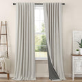 Pitalk Linen Blackout Curtains 84 Inch Length 2 Panels Set for Living Room Bedroom Back Tab Thermal Insulated 100% Black Out Linen Drape Ro…