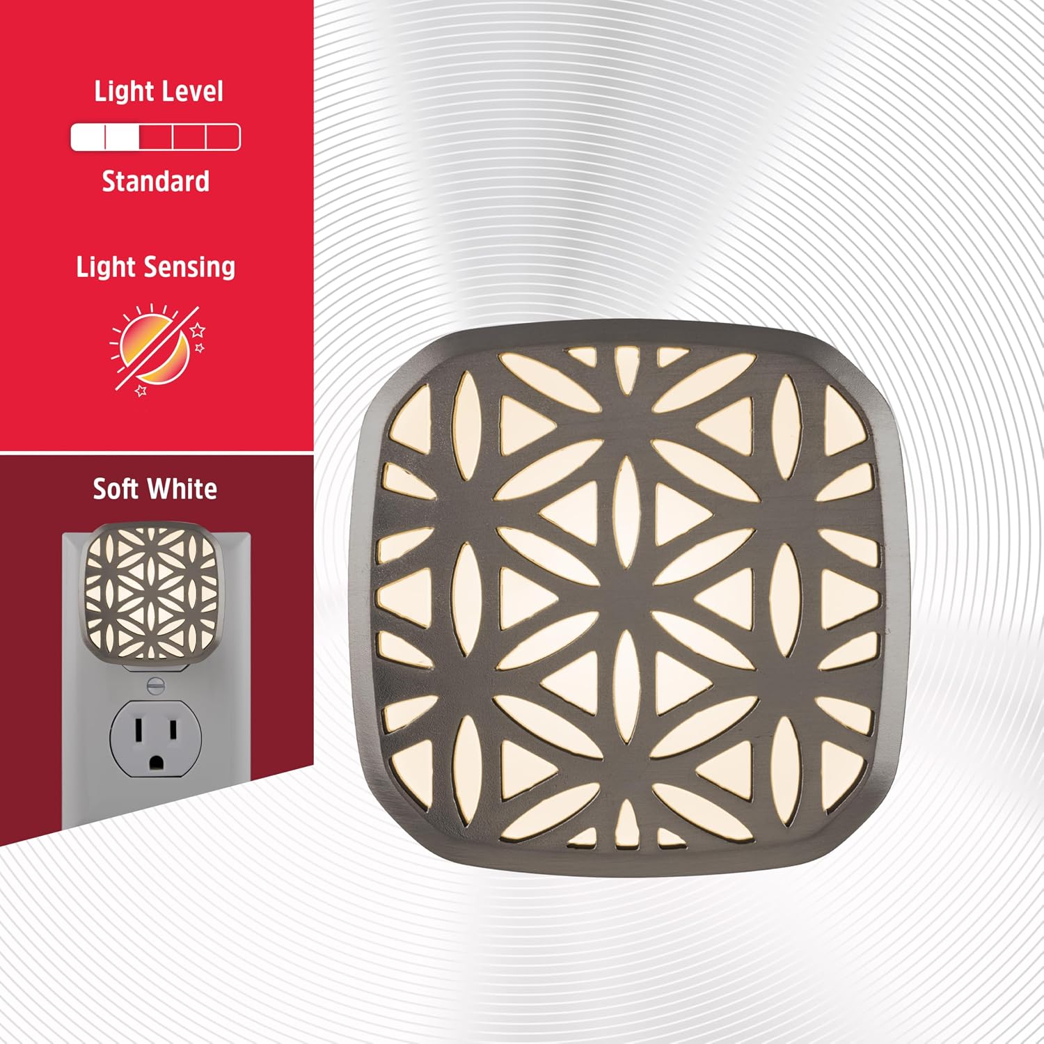 Energizer LED Floral Decorative Night Lights Plug into Wall Home Decor Apartment Essentials Ambient Lighting Nightlight Brushed Nickel…