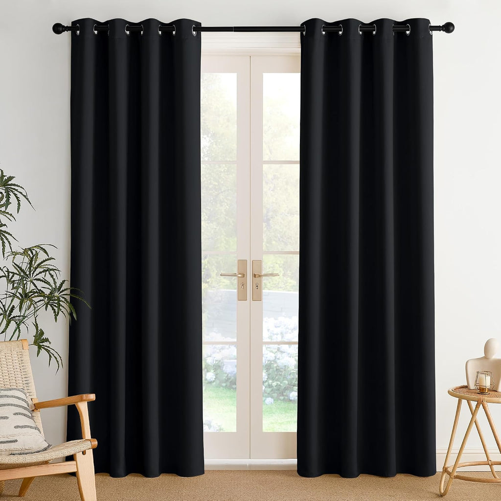 Nicetown Room Darkening Draperies Curtains Panels, 2 Panels Black W52 x L84 Black