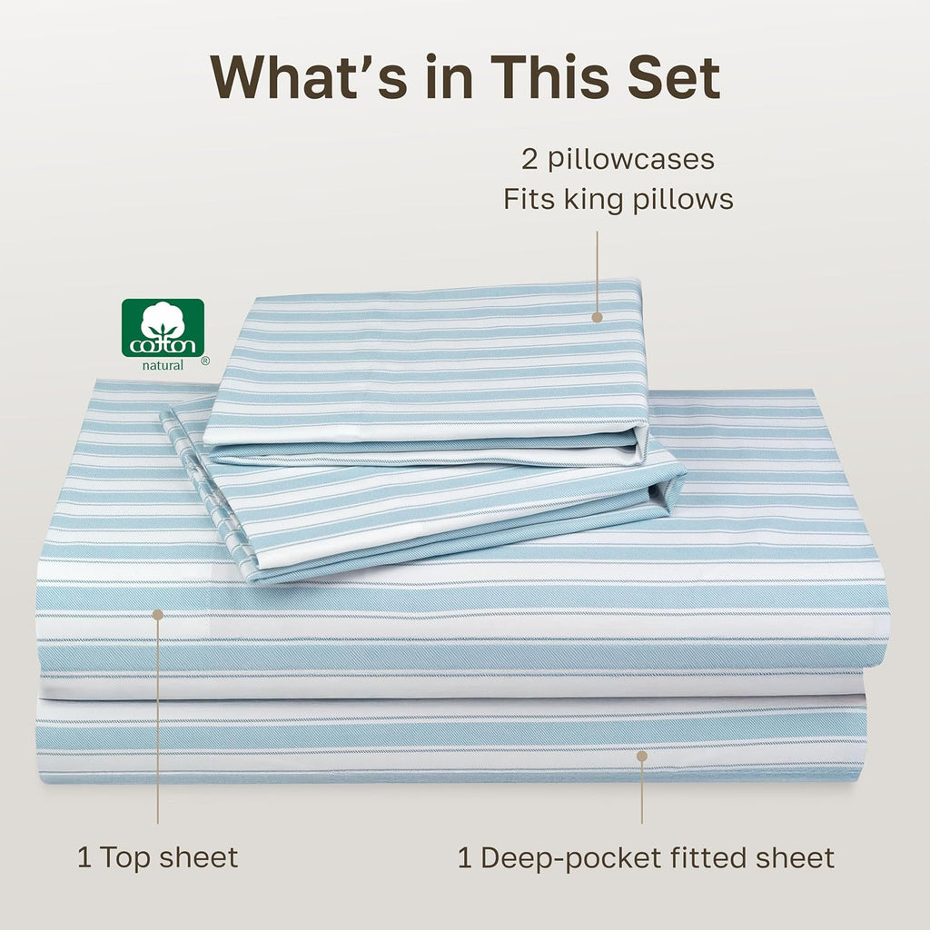 CaliforniaDesignDen California Design Den Soft 100% Cotton Sheets King Size Set, 400 TC Good Housekeeping Award Winner, Smooth Sateen Finis…