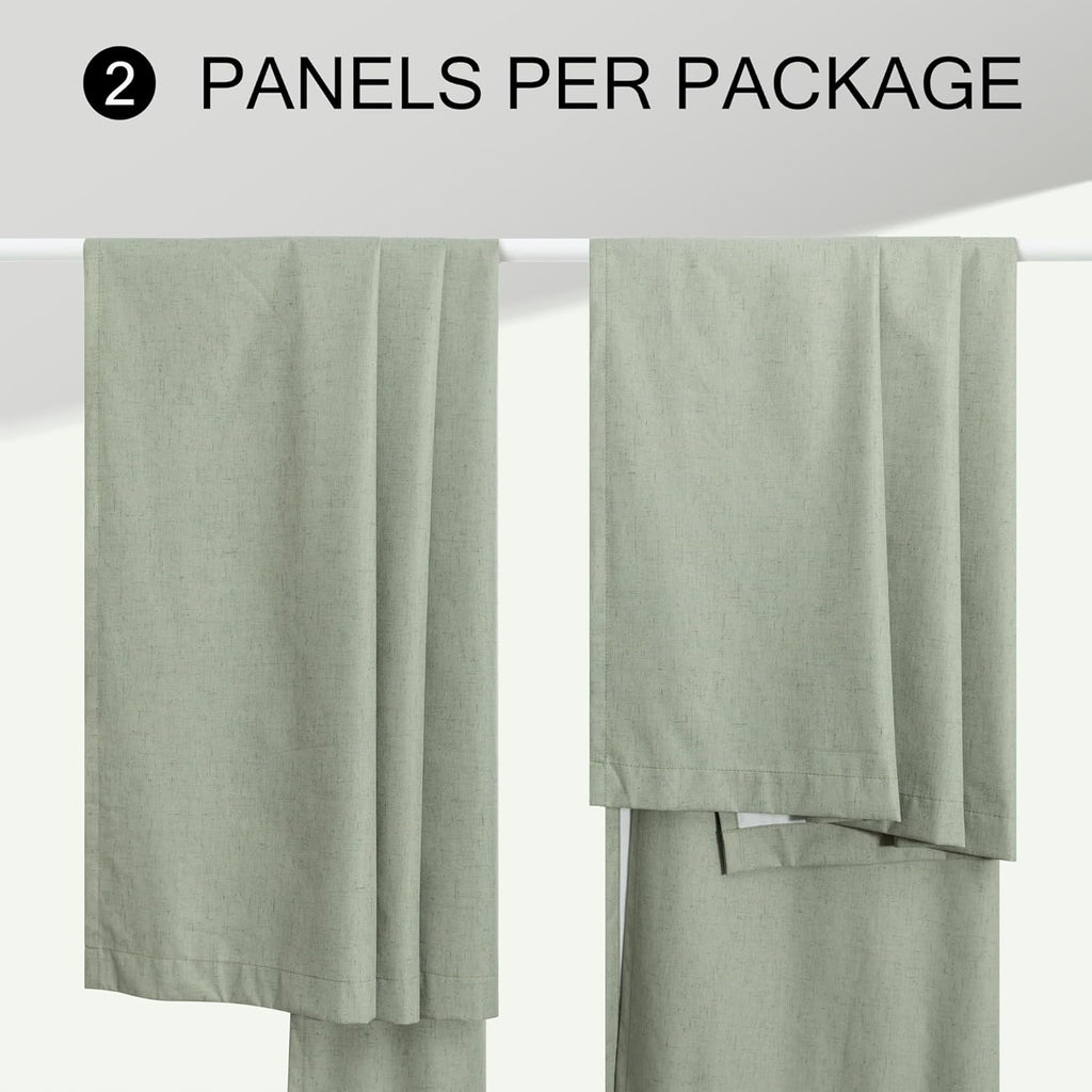 Dancurton 96 Inch Curtains 2 Panels Set Drapes 96 Inches Long Spring Curtain for Living Room Sage Green Black Out Linen Room Darkening Blac…