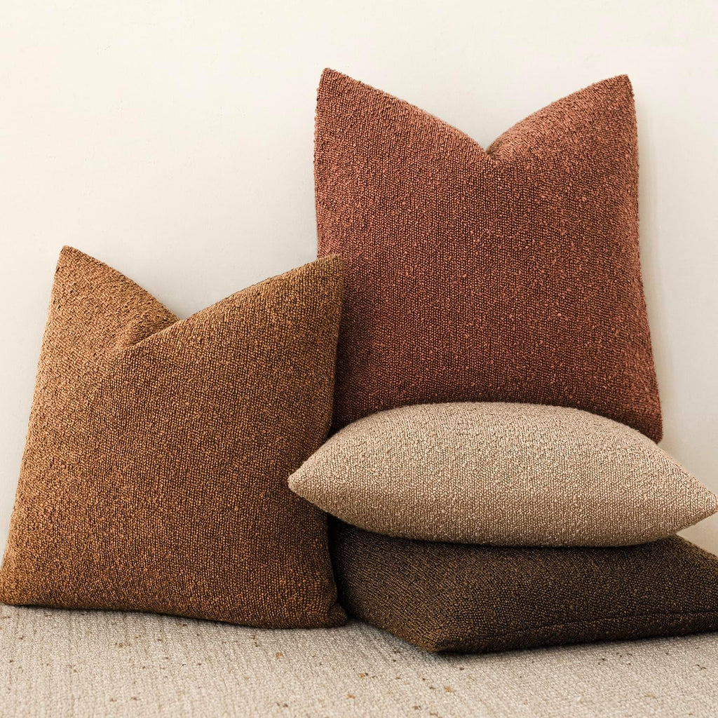 Foindtower Decorative Textured Boucle Throw Pillow Covers Accent Solid Lumbar Pillow Cases Neutral Soft Cozy Couch Cushion Case for Chair…