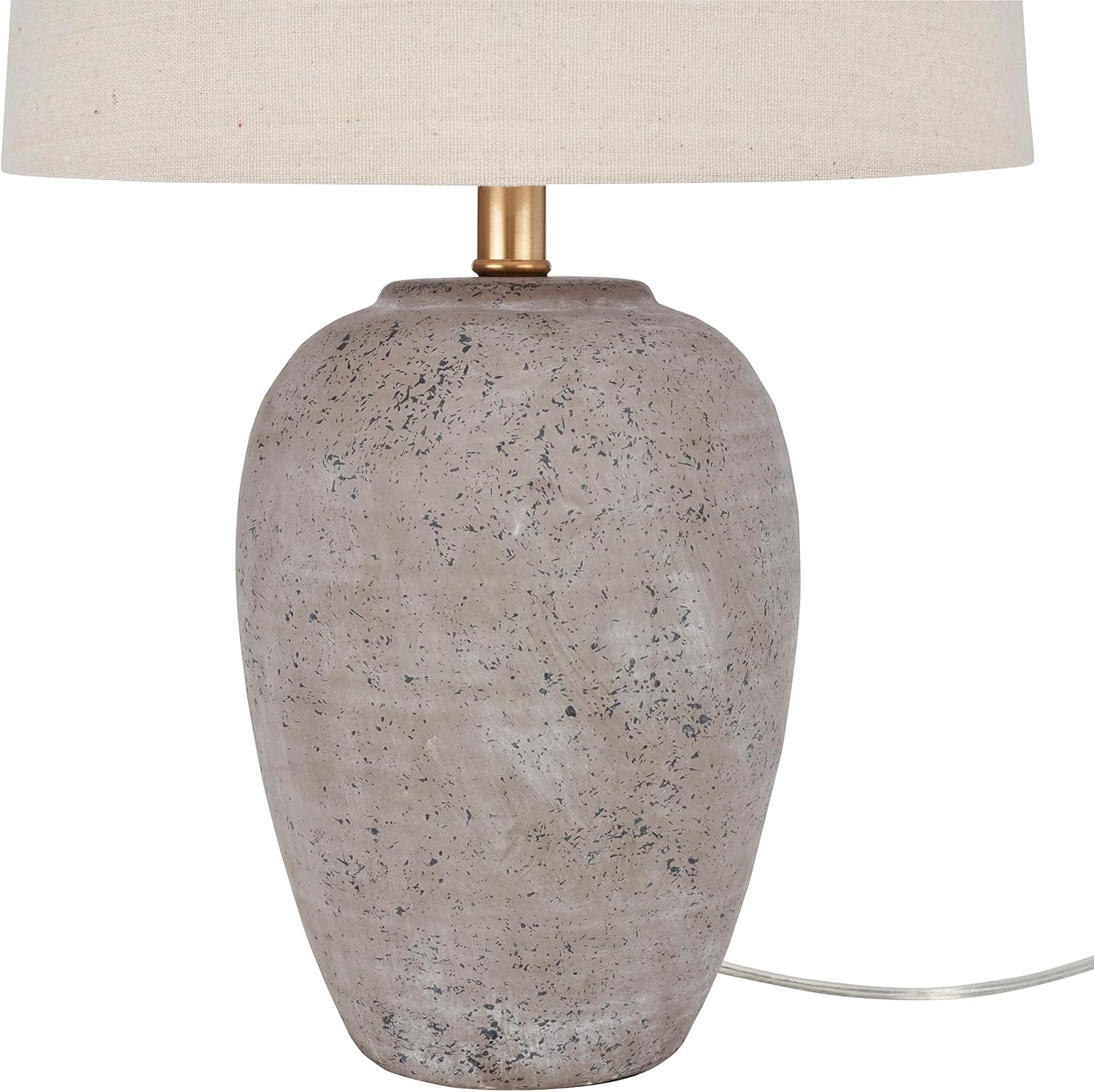 Nourison Home 23" Greyish Brown Earth Tone Rustic Farmhouse Ceramic Table Lamp for Bedroom, Living Room, Dining, Office, with Beige Linen…