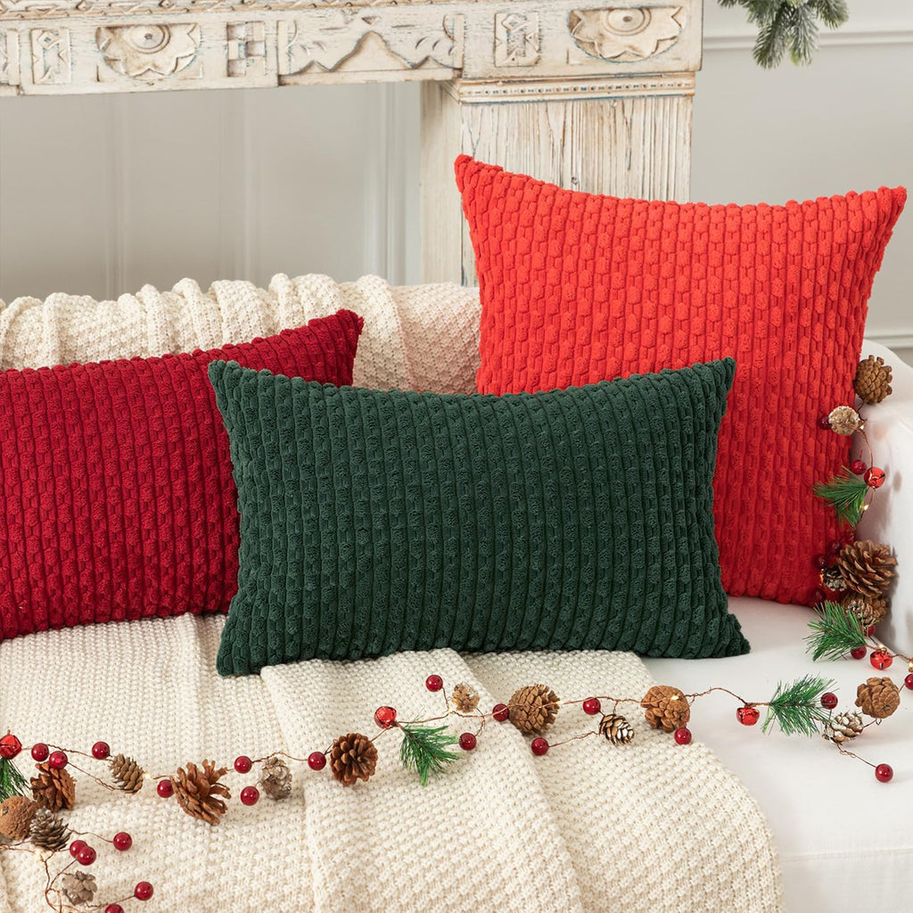 KevinTextile Kevin Textile 12x24 Inch Pillow Cover 1 Pack Boho Christmas Decorative Soft Striped Corduroy Lumbar Farmhouse Color Accent Rec…