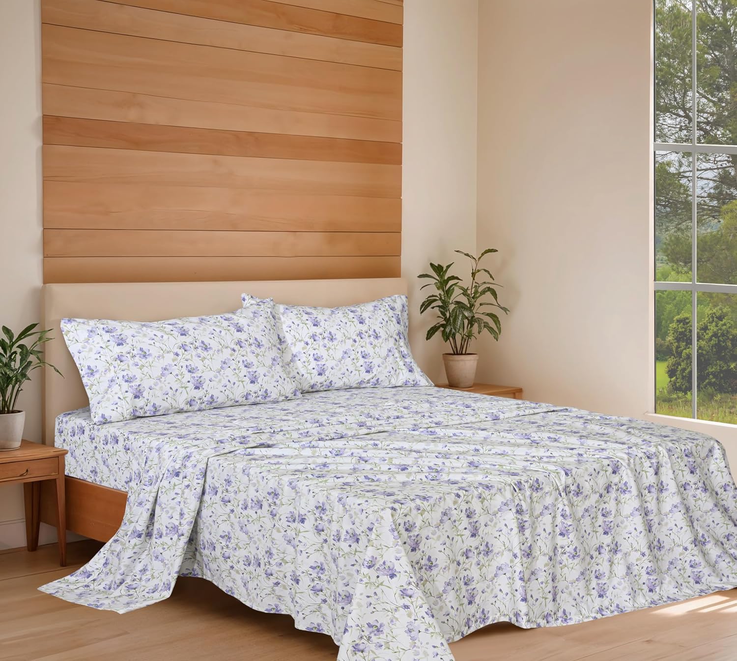 Ruvanti 100% Cotton Organic Percale Sheets Full Size – Crisp Cooling Bed Sheets for Hot Sleepers, Deep Pocket 15”, Soft Peach Finish, Breat…