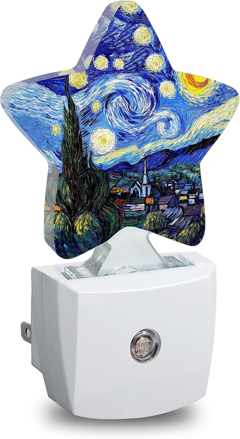 Abstract Oil Painting Star Night Light Plug in, Soft Glow Night Light for Kids Bedroom Nursery, Gentle Warm Light for Sleep, Compact Lamp…