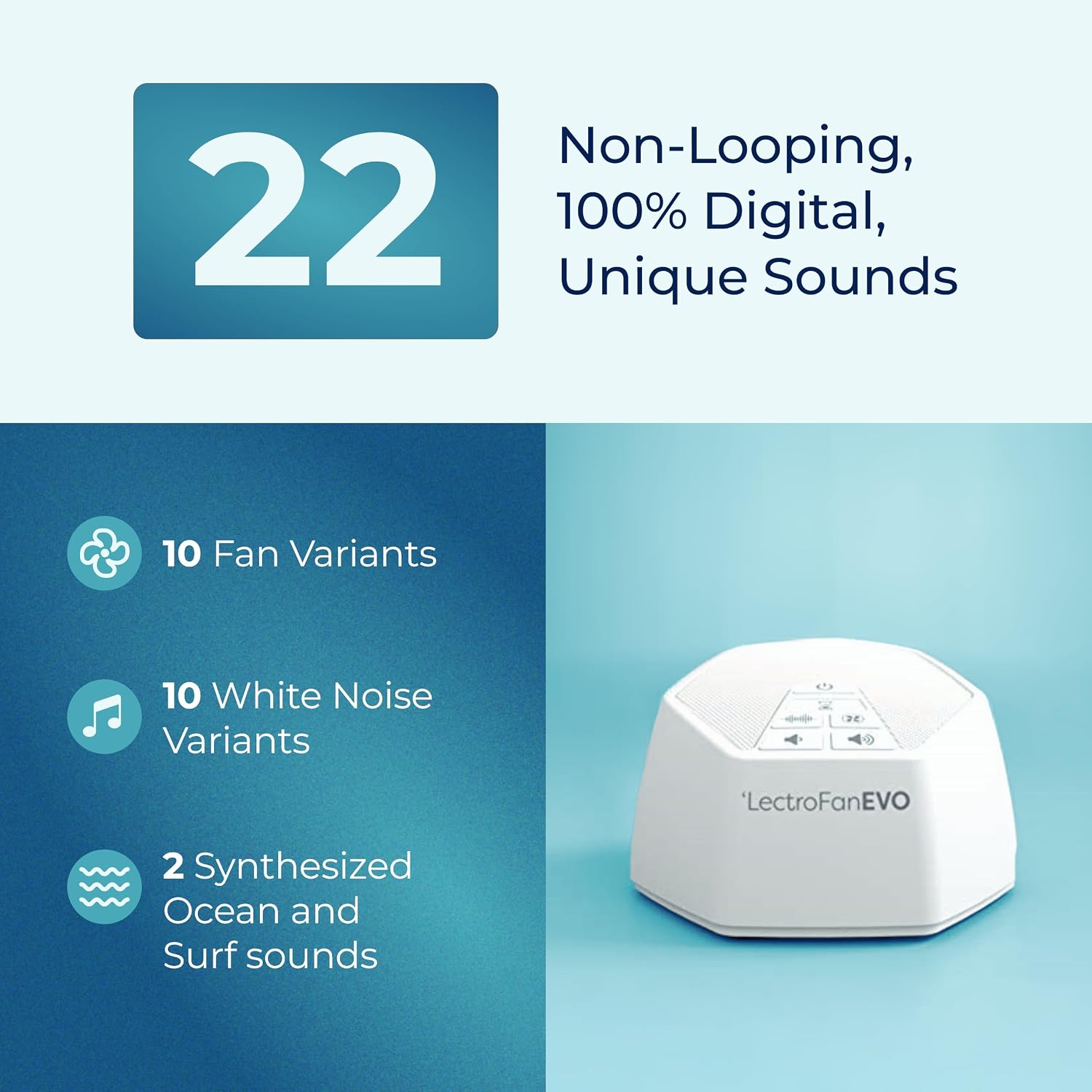 Adaptive Sound Technologies LectroFan EVO - Non-Looping Sound Machine for Sleep - Soothing Noise - Convenient Sleep Timer - Lightweight…