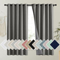 NICETOWN Grizzle Gray Vintage Linen 100% Blackout Curtains for Kitchen, Thermal Insulated Curtains 63" Long, Noise Reducing Window…