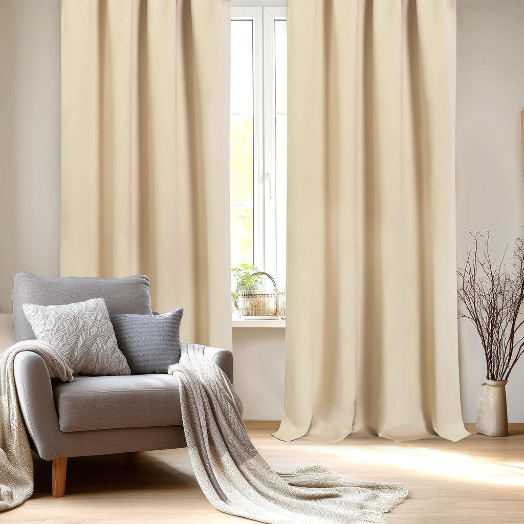 Dwcn Blackout Curtains for Bedroom – Rod Pocket Thermal Insulated Noise Reducing Noise Reducing Drapes for Living Room, W 52 x L 95 Inch, 2…
