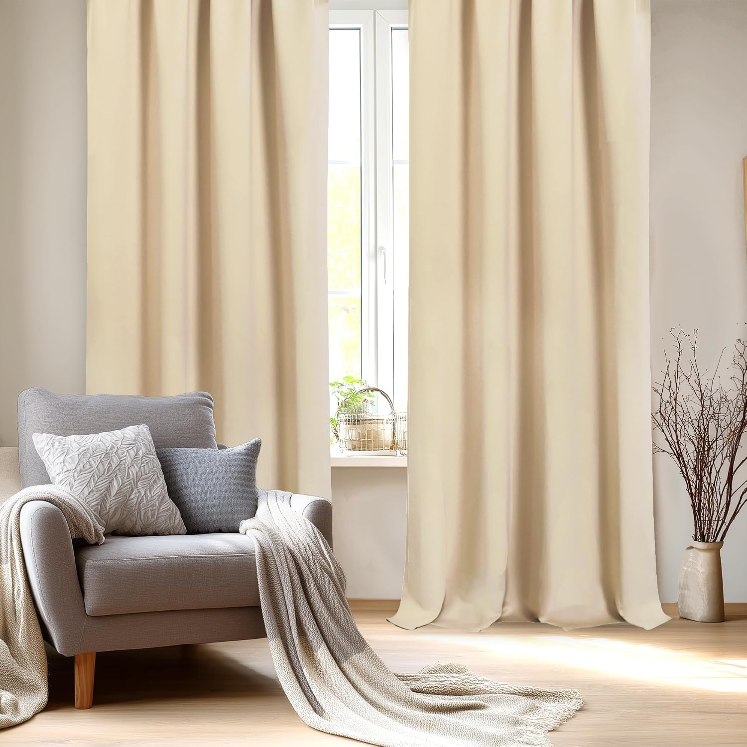 Dwcn Blackout Curtains for Bedroom – Rod Pocket Thermal Insulated Noise Reducing Noise Reducing Drapes for Living Room, W 52 x L 95 Inch, 2…