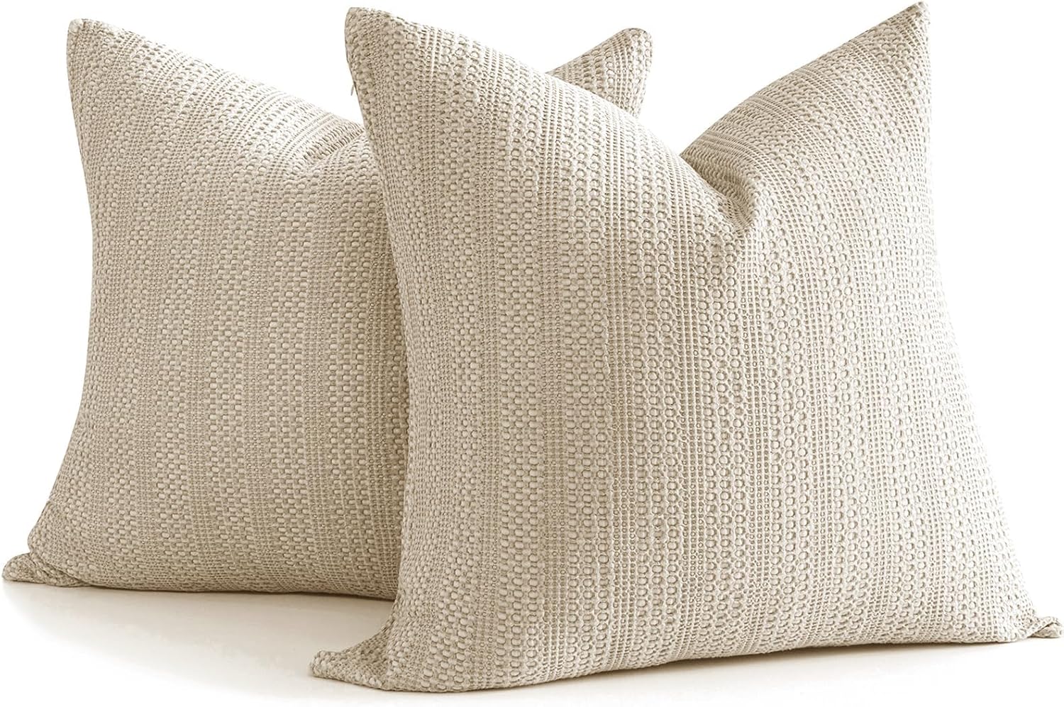 Cocoploceus 26x26 Pillow Covers Set of 2 Khaki Euro Shams Boho Decorative Throw Pillow Covers Cotton Large Square Pillowcase for Couch Bed…