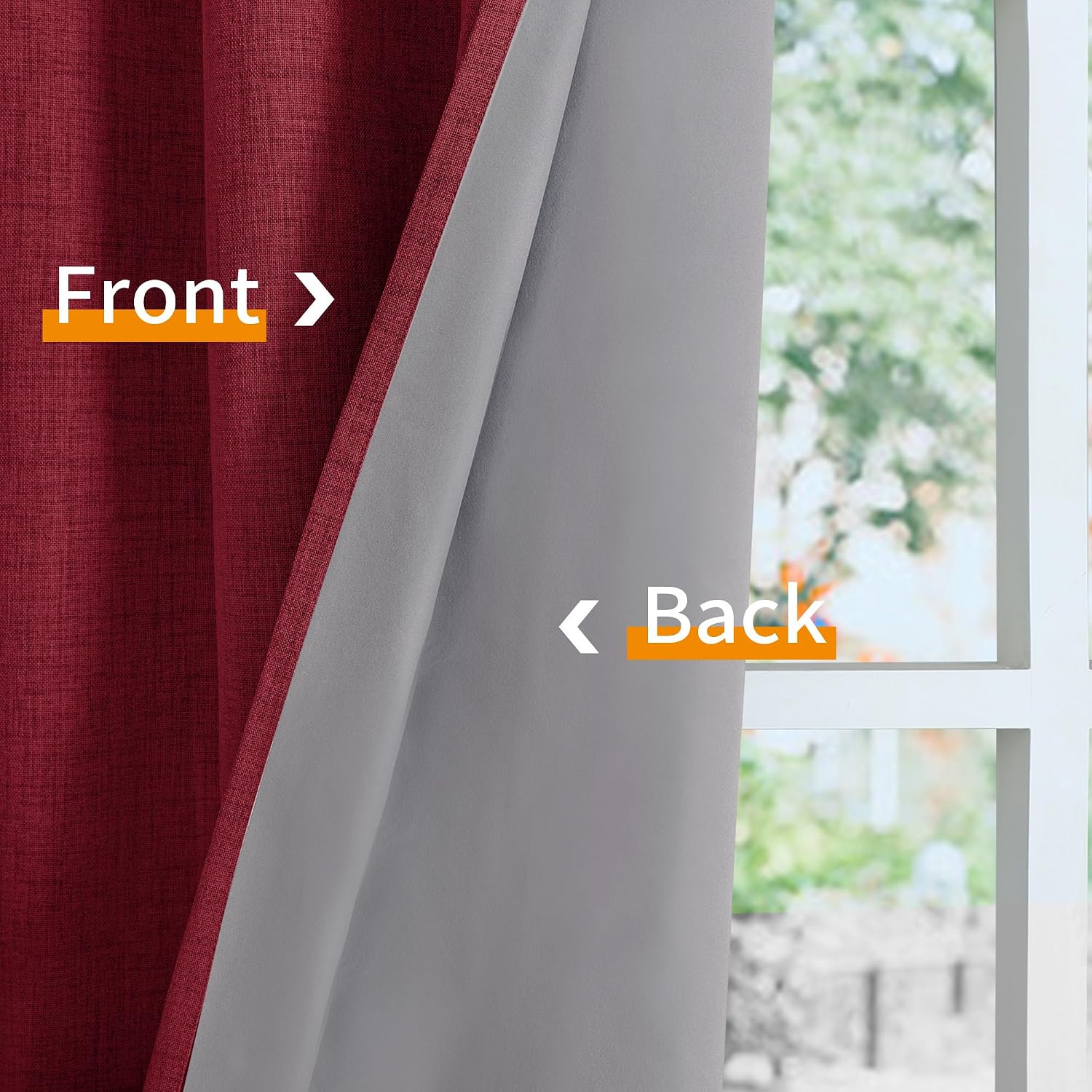 YoungsTex Burgundy Linen Blackout Curtains for Bedroom 84 Inch Length, Thermal Insulated Black Out Drapes with Grommet for Living Room Wind…