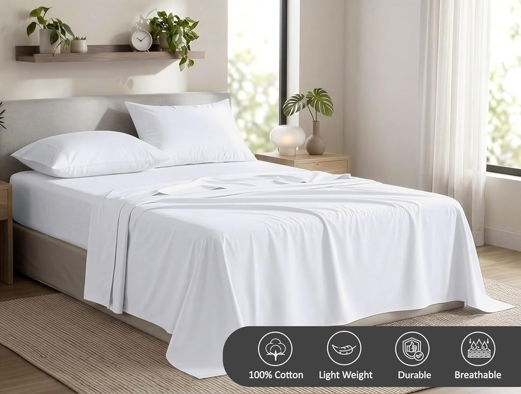 Zoyer 100% Cotton Sheets – King Size Percale Bedding, Cooling & Breathable, Durable with a Crisp, Soft & Comfortable Feel, 16" Deep Pocket,…
