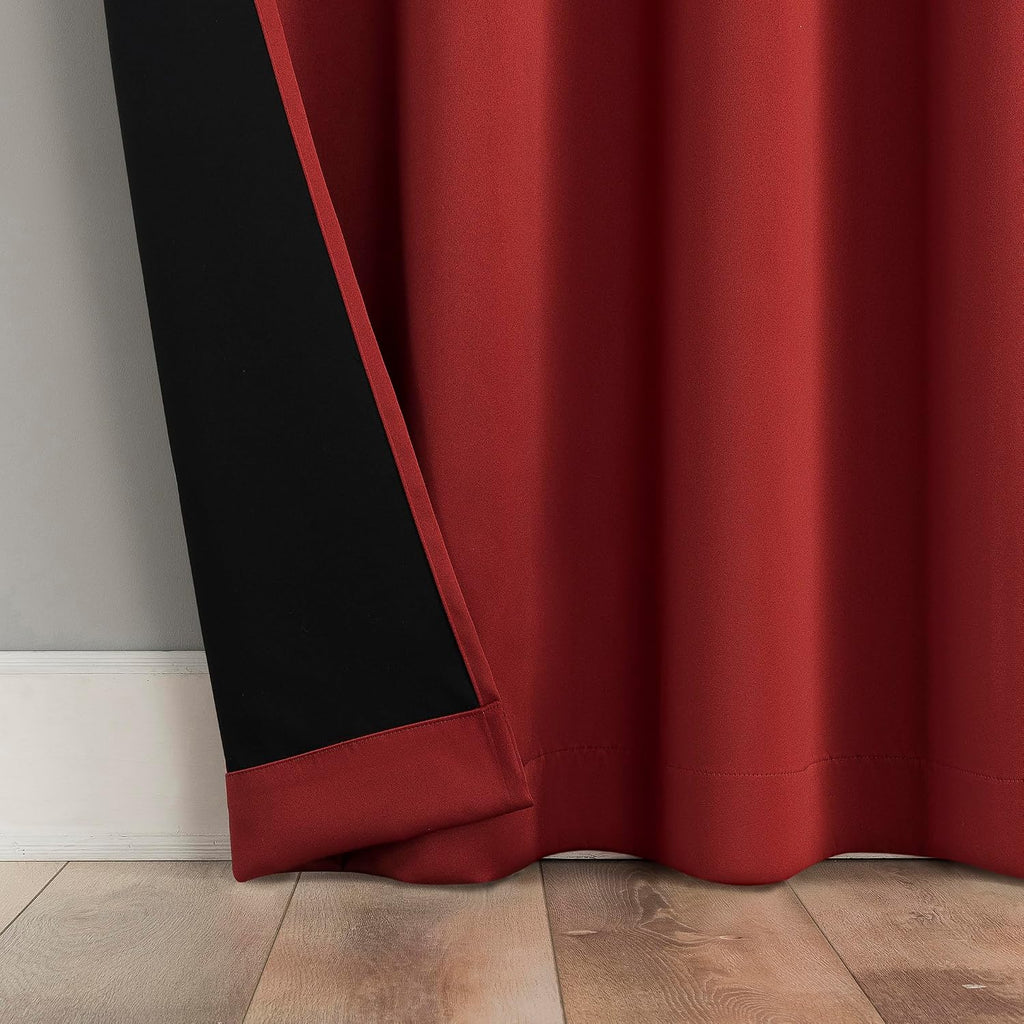 Sun Zero Oslo Theater Grade Extreme 100% Blackout Rod Pocket Curtain Panel, 52" x 63", Holiday Red