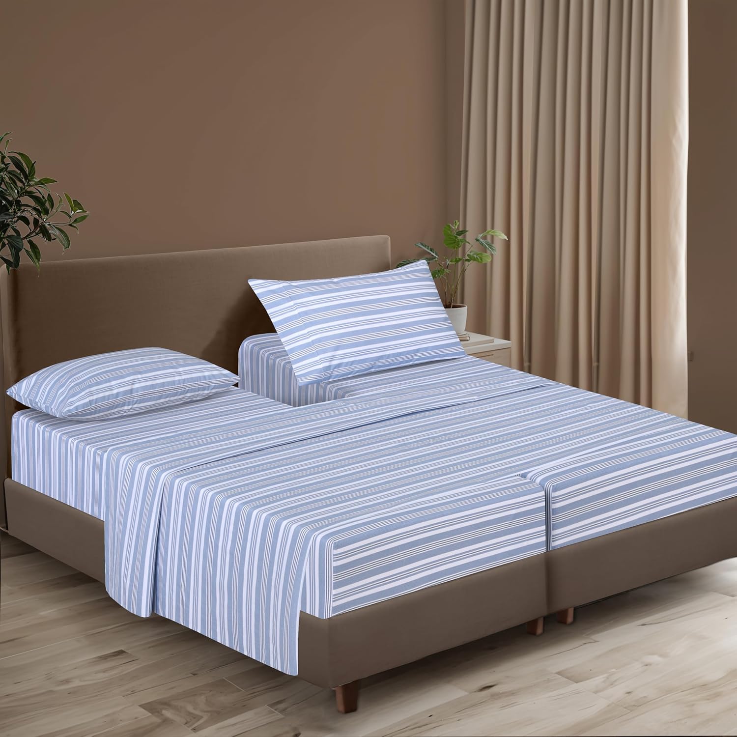 Zoyer 100% Cotton Sheets – Split King Size Percale Bedding, Cooling & Breathable, Durable with a Crisp, Soft & Comfortable Feel, 16" Deep P…