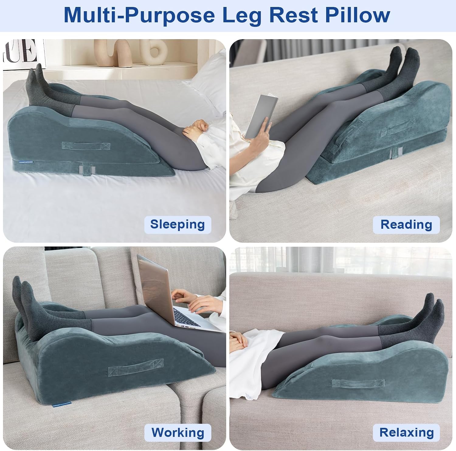 KingPavonini Adjustable Leg Elevation Pillows for After Surgery with Ergonomic Curve, Cooling Memory Foam Leg Pillow for Knee Surgery Recov…
