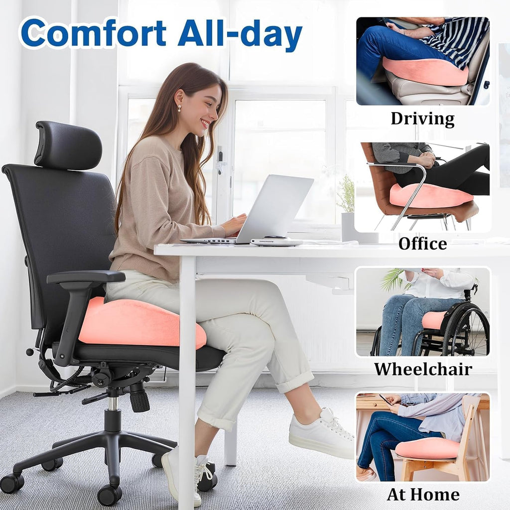 CushyOasis Seat Cushion, Chair Cushions, Office Chair Cushions, Anti-Slip Bottom & Removable Cover Tailbone Cushion, Memory Foam Seat Cushi…