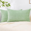 decorUhome Chenille Sage Green Summer Throw Pillow Covers 12x20 Inch Set of 2, Decorative Soft Couch Pillow Covers Solid Dyed Accent Farmho…