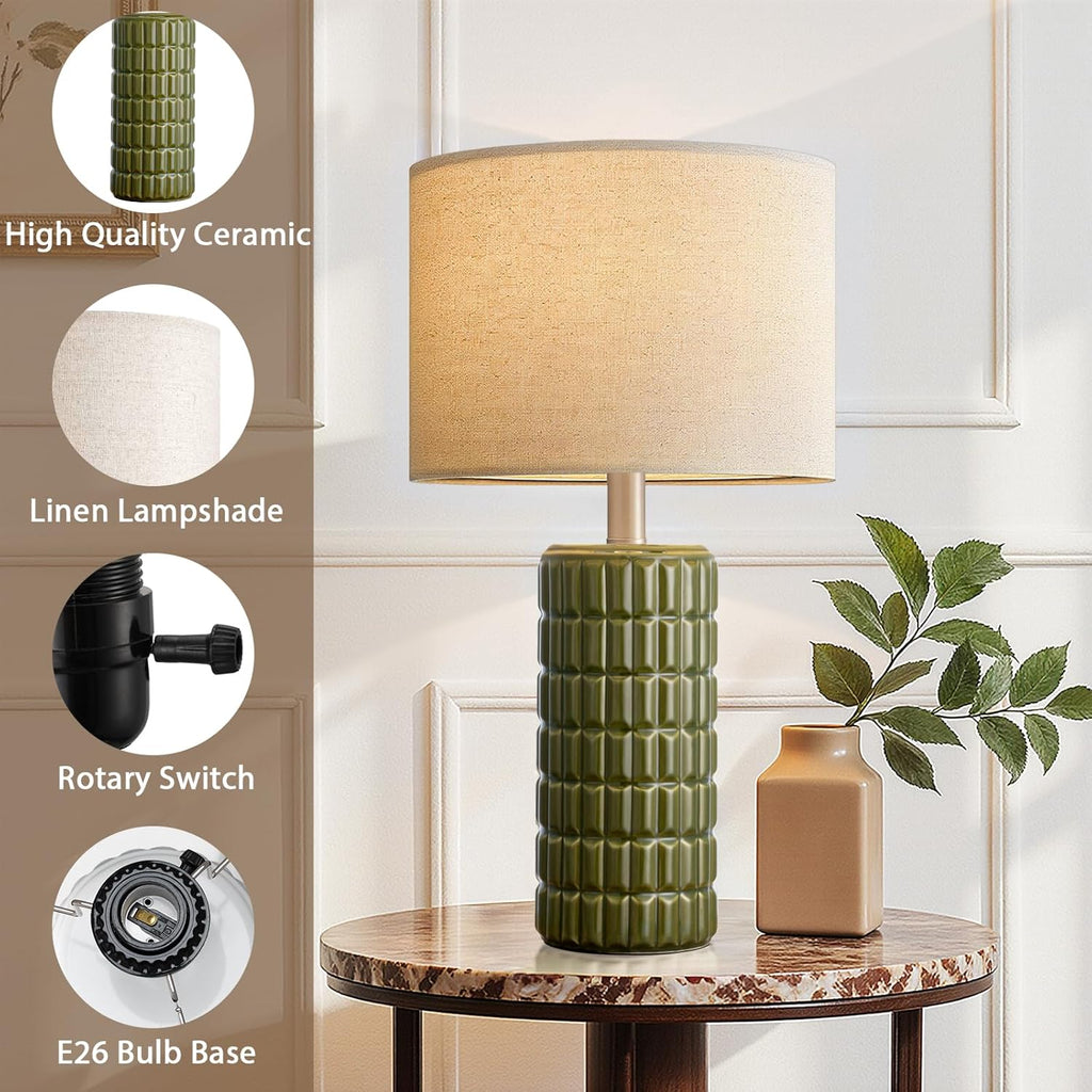 SeealleLighting 23" Modern Ceramic Table Lamps Set of 2 - Table Lamps for Living room, Farmhouse Bedside Night Stands Lamp for Bedroom, Whi…