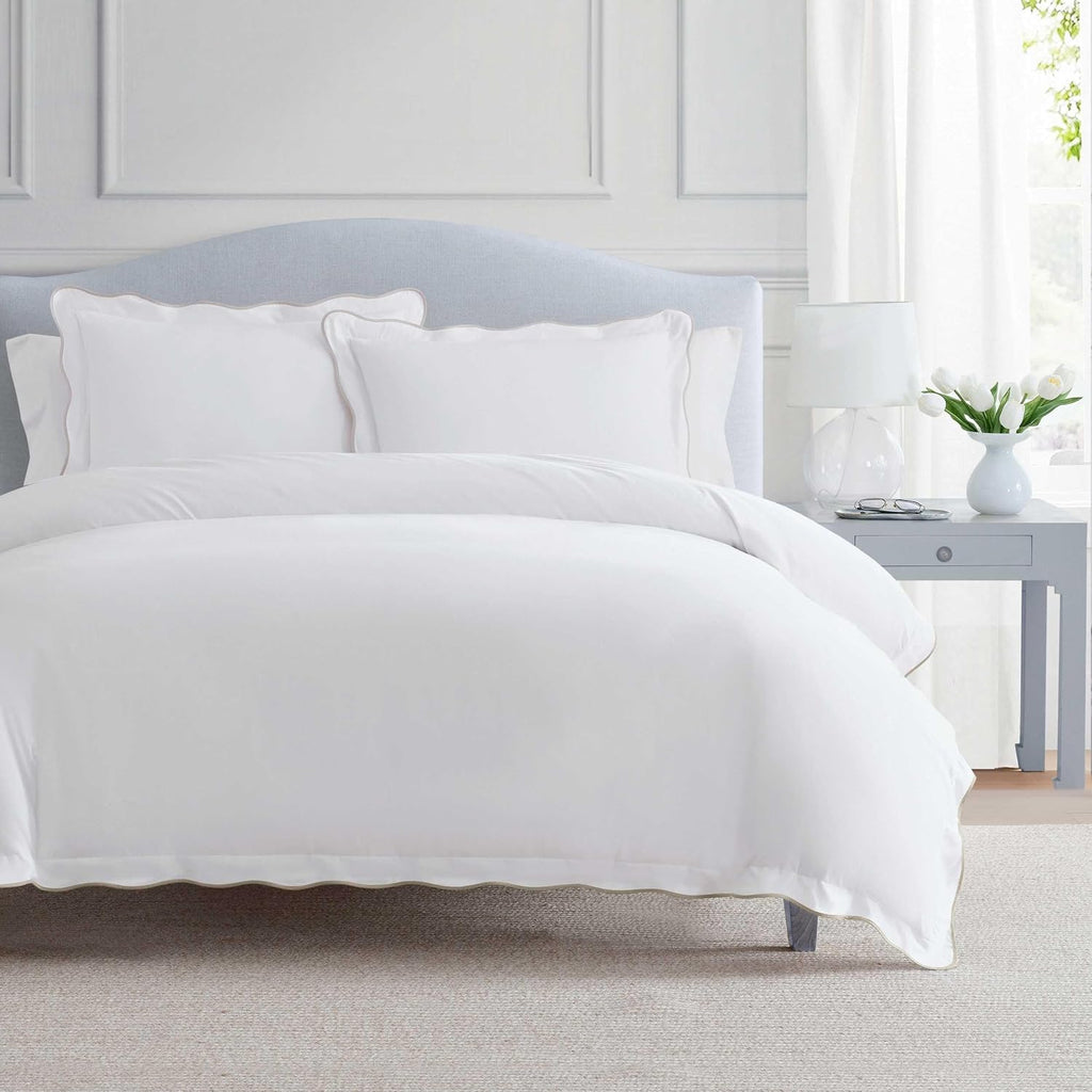 MarthaStewart Martha Stewart - Queen Duvet Cover Set, 100% Soft Cotton Bed Set with a Smooth Cotton Percale Reverse, 3 Piece Bedding with M…