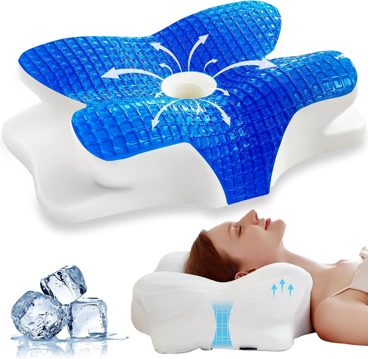 Eucior Cooling Gel Pillows for Neck and Shoulder, Cervical Pillow Cozy Sleeping, Odorless Ergonomic Contour Memory Foam Pillows for Side Back…