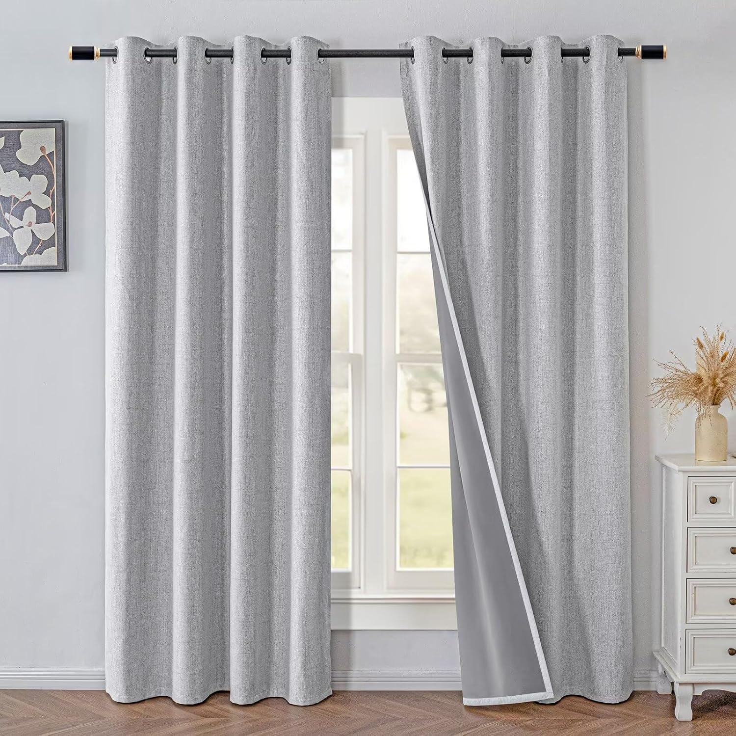 IGEMAEVE Blackout Curtains 108 Inches Long for Bedroom,100% Black Out Curtains 2 Panels Set, Thermal Insulated Room Darkening Drapes…