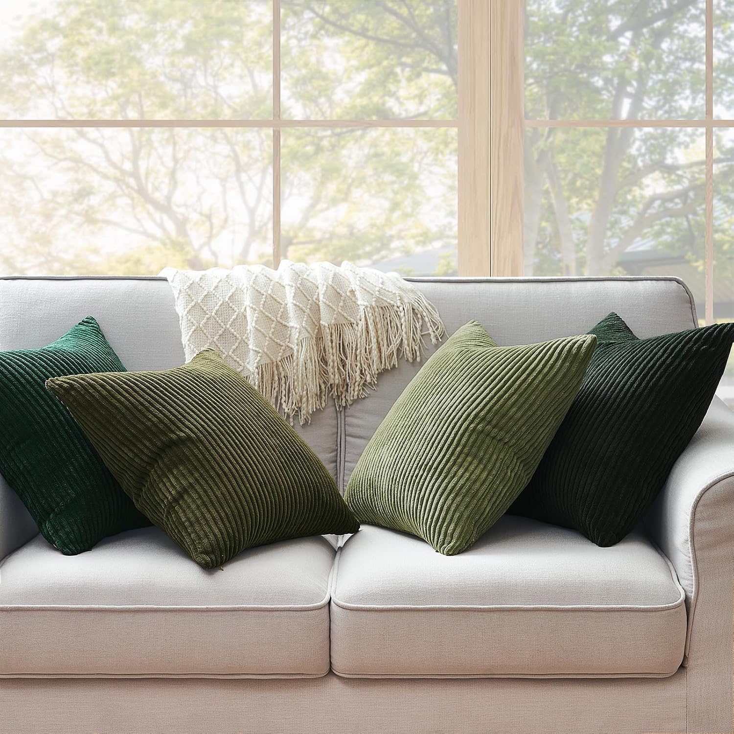 Topfinel Corduroy Throw Pillow Covers Pack of 2 Gray 16"x16" No Insert with Hidden Zipper | Decorative Cushion Covers for Fall, Halloween,…