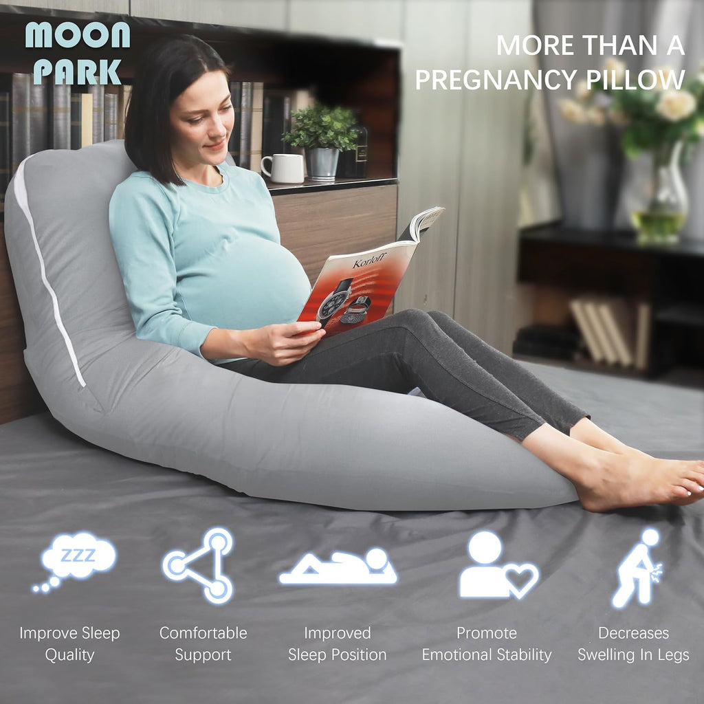Moonpark MOON PARK Pregnancy Pillows for Sleeping - U Shaped Full Body Maternity Pillow with Removable Cover - Support for Back, Legs, Bell…