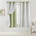 Bujasso Sage Green 90% Blackout Curtains with Sheer Overlay Mix and Match Double Layer Thermal Insulated Window Panels 63 inch Living Room…