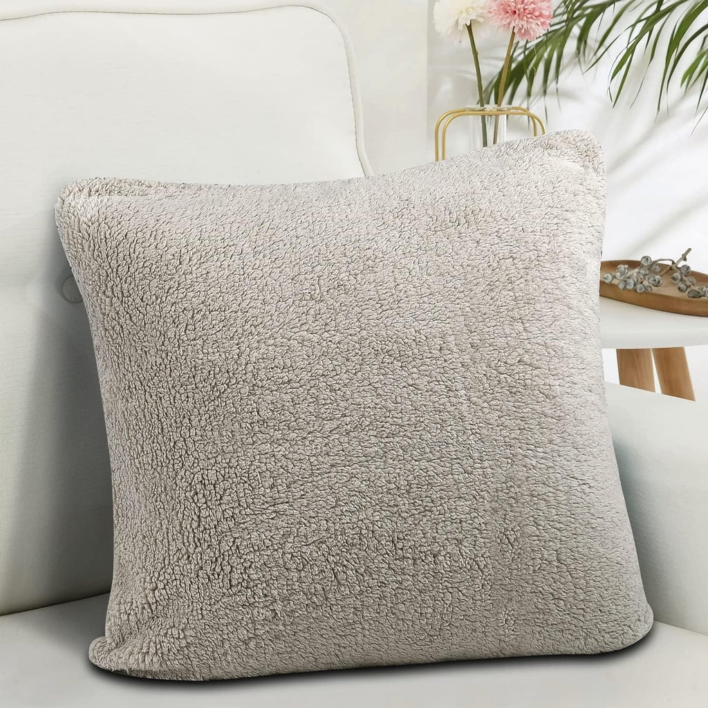Reafort Ultra Soft Sherpa Euro Sham Pillow Cover 26" x 26", Plush Fluffy Decorative Cushion Cover with Zipper Closure, Cozy Faux Fur…