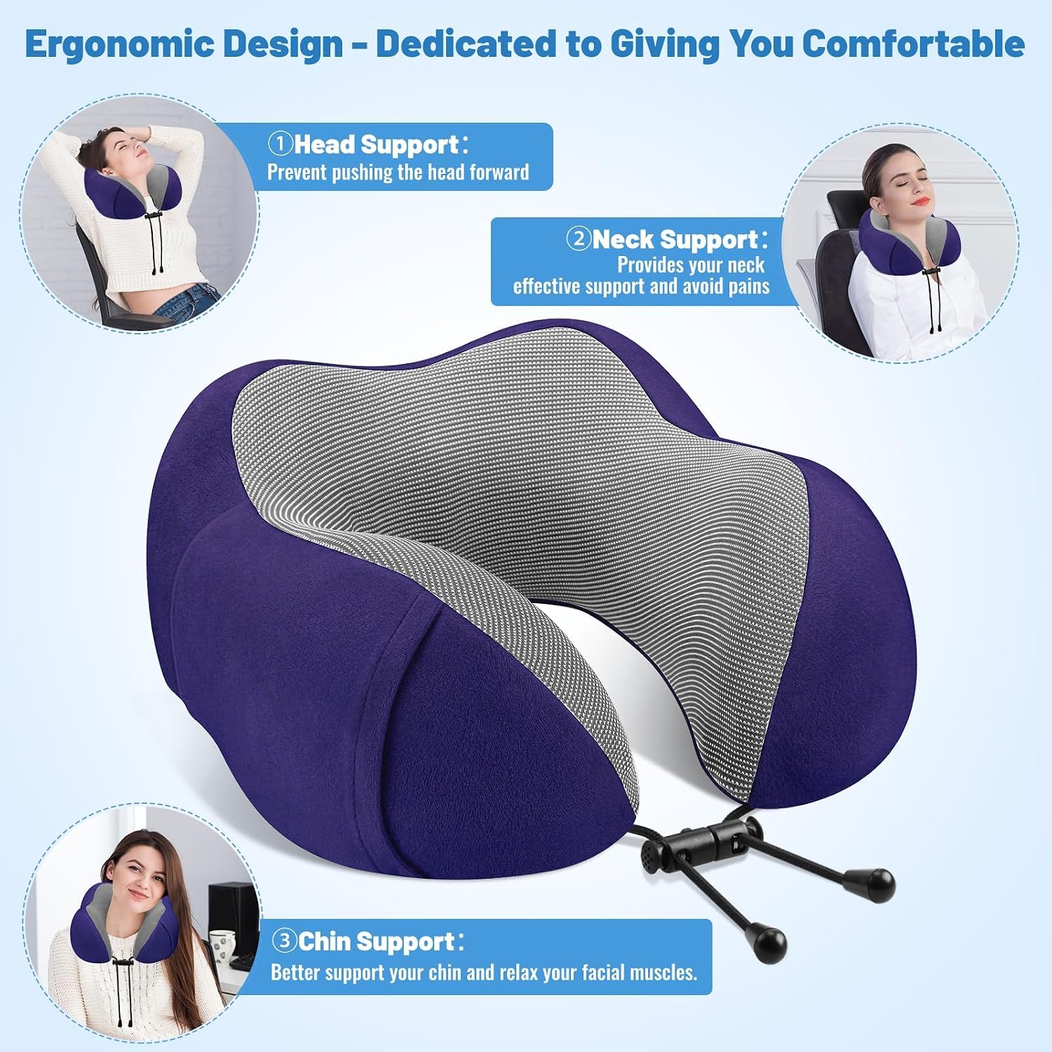 CloudBliss Travel Pillow Premium Memory Foam, Comfortable & Supportive Neck Pillow, Sleeping Neck Pillows for Travel, Airplane Pillow for…